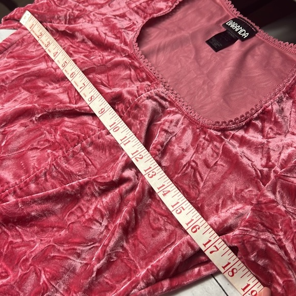 BARANDA Crushed Velvet Long Sleeve Top Sz L Pink - Picture 5 of 8